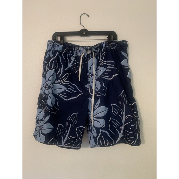 Newport Blue Swim Trunks Men's Sz L Blue All Over Tropical Print Lined Pockets - Picture 1 of 4